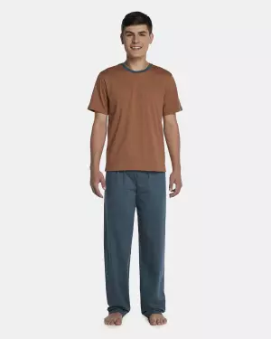 Pijama Masculino Adulto Manga Curta e Calça