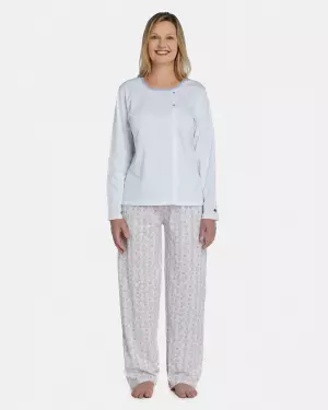 Pijama Feminino Adulto Manga Longa e Calça