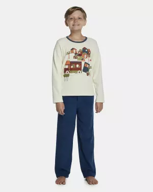 Pijama Masculino Kids Manga Longa e Calça Plush