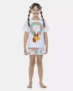 Pijama Feminino Kids Manga Curta e Short