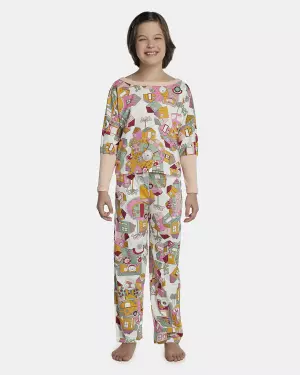 Pijama Feminino Kids Manga Longa e Calça