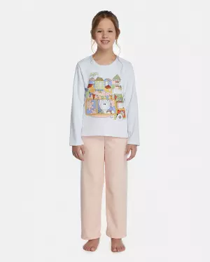 Pijama Feminino Kids Manga Longa e Calça Plush