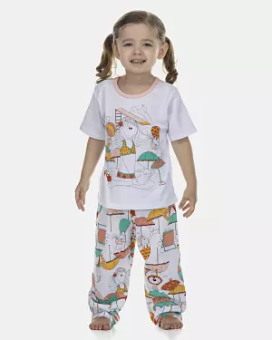 Pijama Feminino Baby Manga Curta e Calça