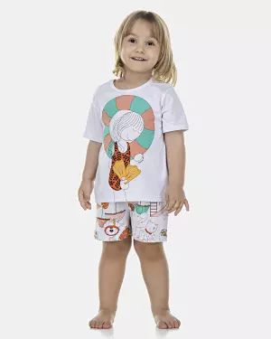 Pijama Feminino Baby Manga Curta e Short
