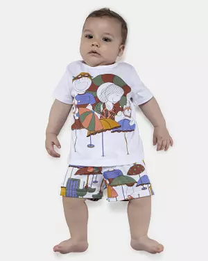 Pijama Masculino Bebe Manga Curta e Short