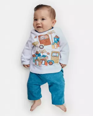 Pijama Masculino Bebe Manga Longa e Calça Plush