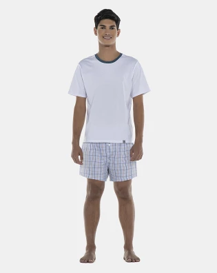 Pijama Masculino Adulto Manga Curta e Short Tricoline