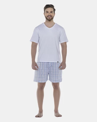Pijama Masculino Adulto Manga Curta e Short Tricoline