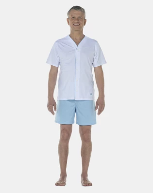 Pijama Masculino Adulto Manga Curta Com Abertura e Short