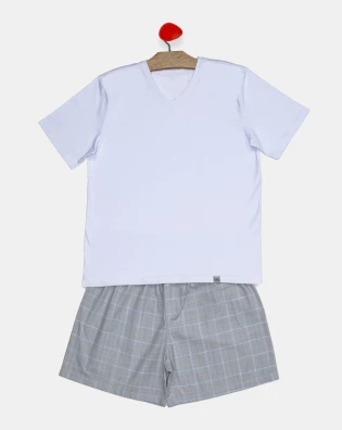 Pijama Masculino Adulto Manga Curta e Short Tricoline