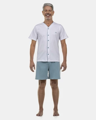 Pijama Masculino Adulto Manga Curta e Short Aberto