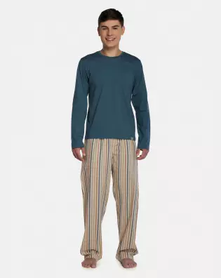 Pijama Masculino Adulto Manga Longa e Calça Tricoline
