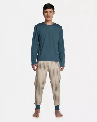 Pijama Masculino Adulto Manga Longa e Calça Tricoline