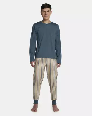 Pijama Masculino Adulto Manga Longa e Calça Tricoline