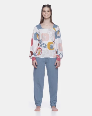 Pijama manga longa e calça