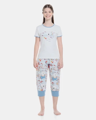 Pijama Feminino Adulto Baby-Look e Corsário