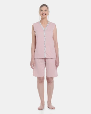Pijama Feminino Adulto Regata Aberta e Bermuda