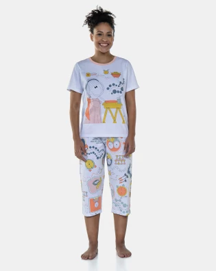 Pijama Manga Curta e Corsário