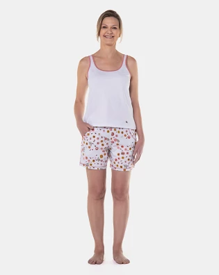 Sonhart Pijama Feminino Curto clássico regata e bermuda Estampado