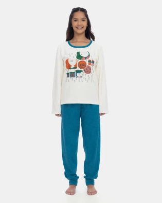 Pijama Sonhart Feminino Longo Tecido Plush Estampado