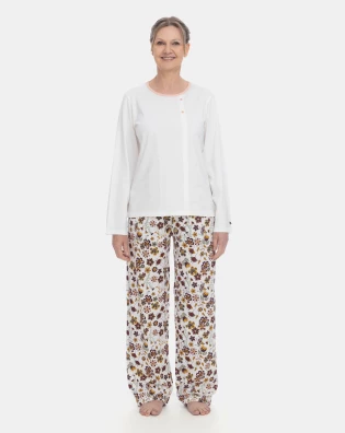 Pijama Feminino Blusa Manga Longa e Calça Floral