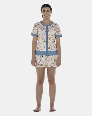 Pijama Feminino Adulto Manga Curta Aberta e Short