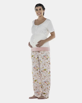 Pijama Feminino Gestante Manga Curta e Calça