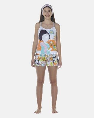 Pijama Feminino Adulto Alça e Short