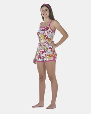 Pijama Feminino Adulto Alça e Short Cotton