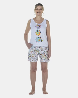 Pijama Feminino Adulto Regata e Bermuda