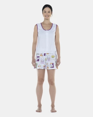 Pijama Feminino Adulto Regata Aberta e Short