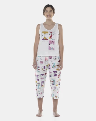 Pijama Feminino Adulto Regata e Corsário