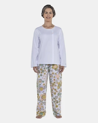 Pijama Feminino Adulto Manga Longa e Calça