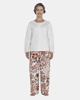 Pijama Feminino Adulto Manga Longa e Calça Moletinho