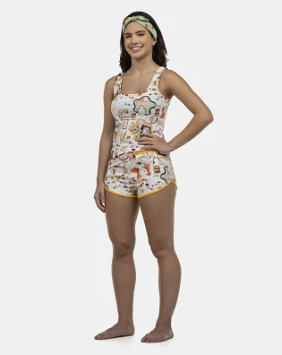 Pijama Feminino Adulto Regata e Short Cotton