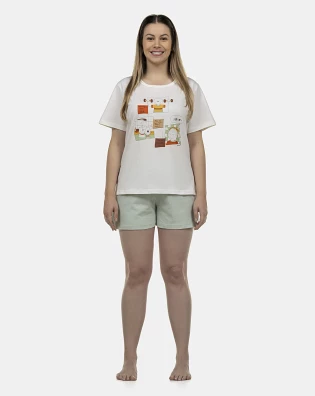 Pijama Feminino Adulto Manga Curta e Short