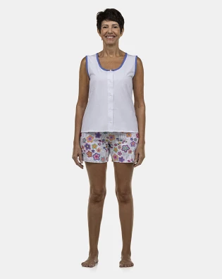 Pijama Feminino Adulto Regata Aberta e Bermuda