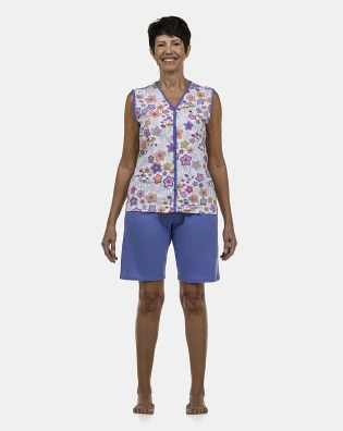 Pijama Feminino Adulto Regata Aberta e Bermuda