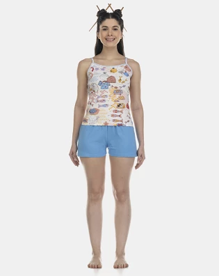 Pijama Feminino Adulto Alça e Short