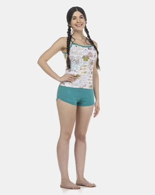 Pijama Feminino Adulto Alça e Short Cotton