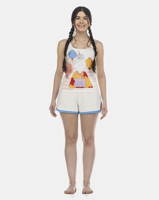 Pijama Feminino Adulto Regata e Short Atoalhado