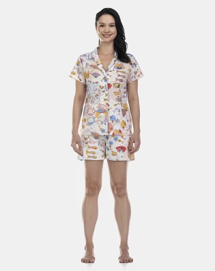 Pijama Feminino Adulto Manga Curta Aberto e Short