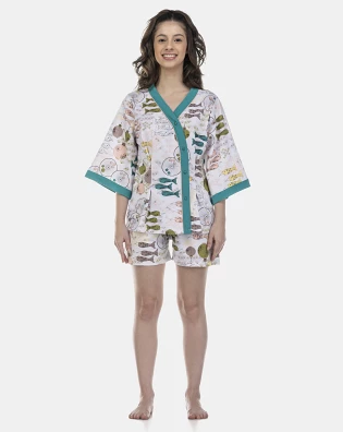Pijama Feminino Adulto Manga Curta Aberto e Short