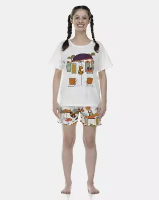Pijama Feminino Adulto Manga Curta e Short
