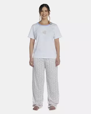 Pijama Feminino Adulto Manga Curta e Calça