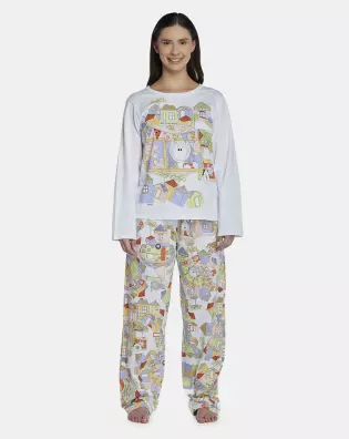 Pijama Feminino Adulto Manga Longa e Calça