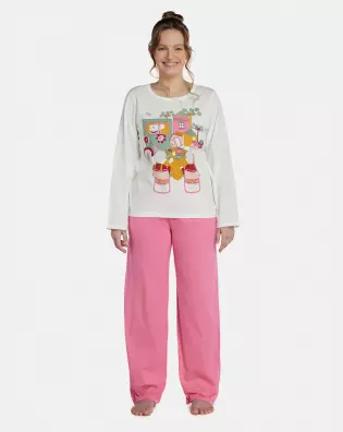 Pijama Feminino Adulto Manga Longa e Calça