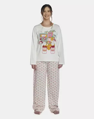 Pijama Feminino Adulto Manga Longa e Calça