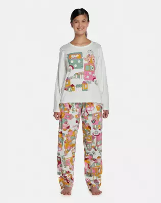Pijama Feminino Adulto Manga Longa e Calça