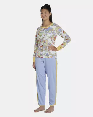 Pijama Feminino Adulto Manga Longa e Calça